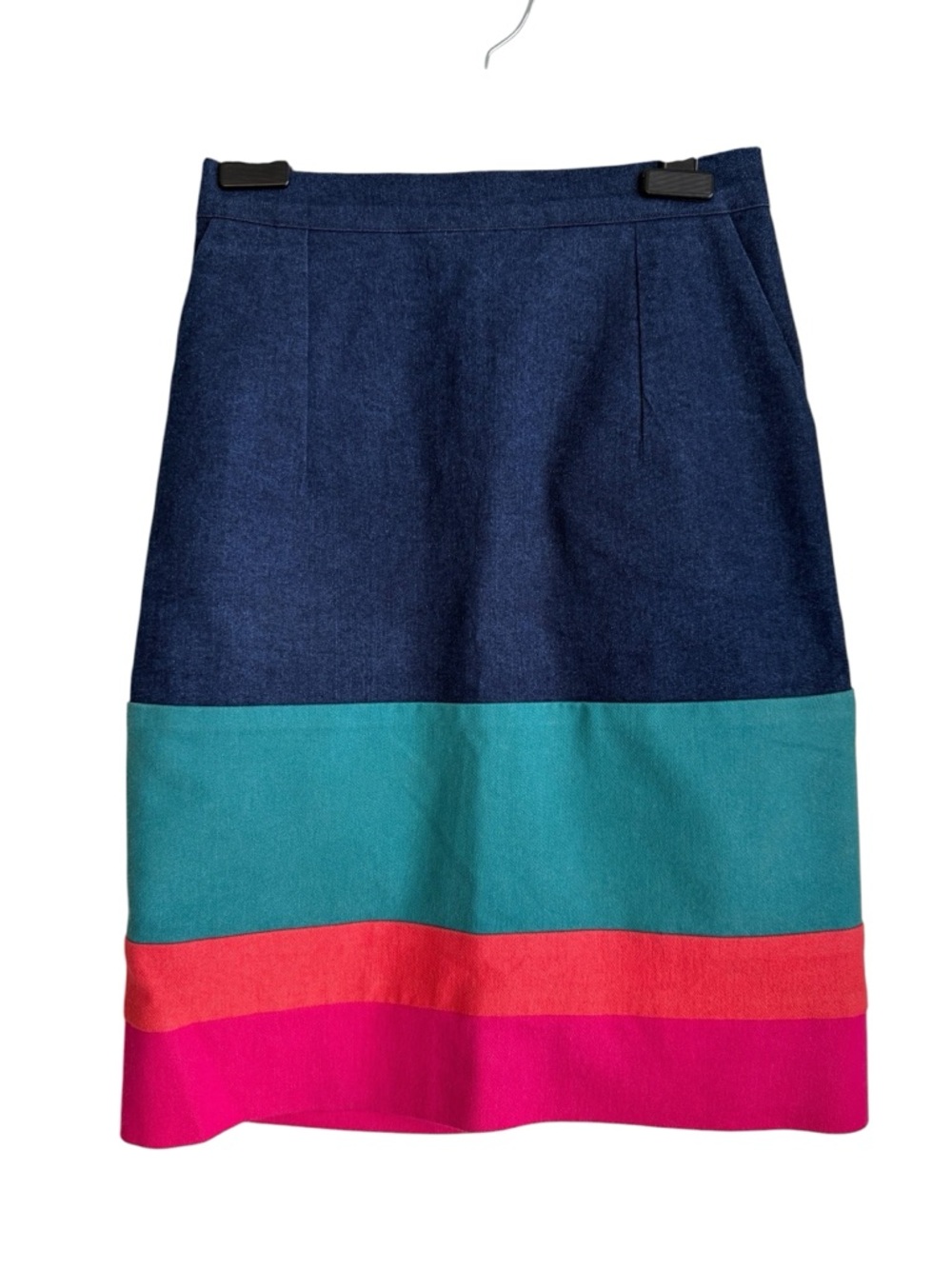 Vintage Colour-Block Jean Skirt - Made in Canada - Size S | HÉRICHER - Picture 2 of 7